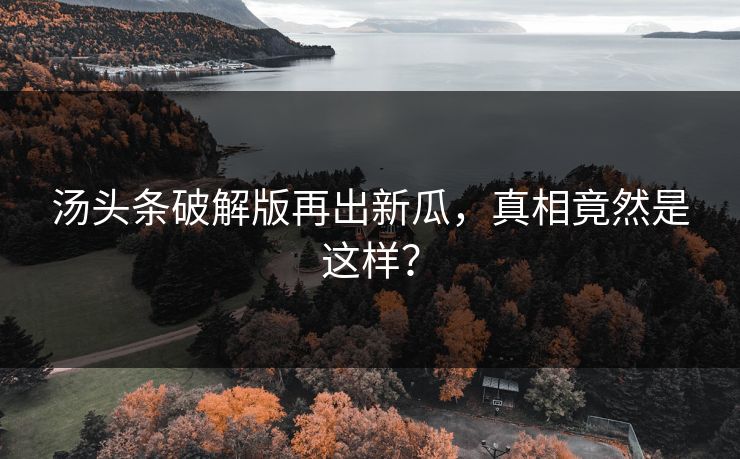汤头条破解版再出新瓜，真相竟然是这样？