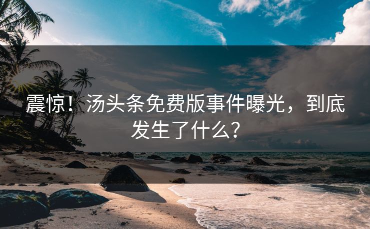 震惊！汤头条免费版事件曝光，到底发生了什么？