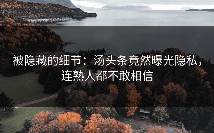被隐藏的细节：汤头条竟然曝光隐私，连熟人都不敢相信