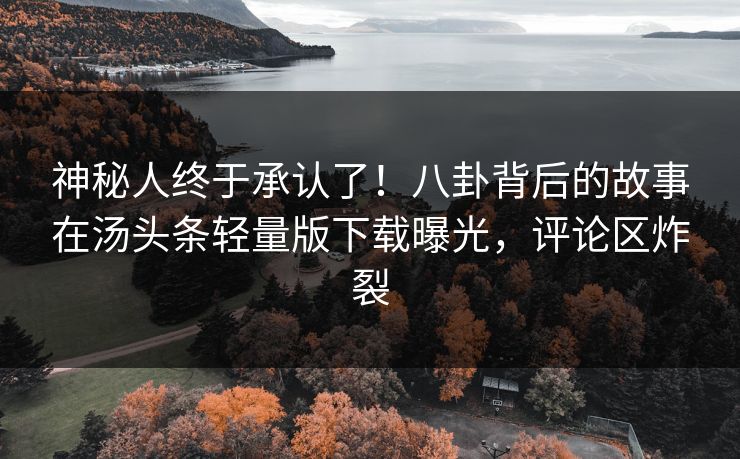 神秘人终于承认了！八卦背后的故事在汤头条轻量版下载曝光，评论区炸裂
