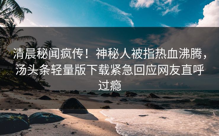 清晨秘闻疯传！神秘人被指热血沸腾，汤头条轻量版下载紧急回应网友直呼过瘾