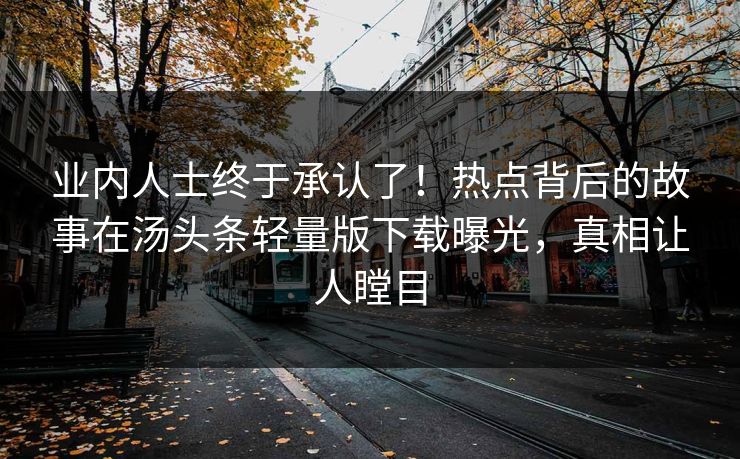 业内人士终于承认了！热点背后的故事在汤头条轻量版下载曝光，真相让人瞠目